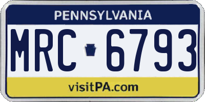 PA license plate MRC6793