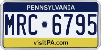 PA license plate MRC6795