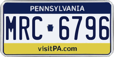 PA license plate MRC6796