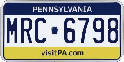PA license plate MRC6798