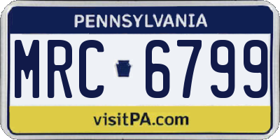 PA license plate MRC6799