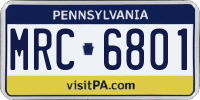 PA license plate MRC6801