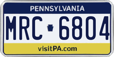 PA license plate MRC6804