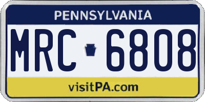 PA license plate MRC6808
