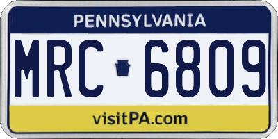 PA license plate MRC6809