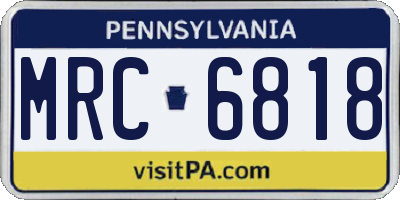 PA license plate MRC6818
