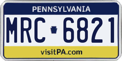 PA license plate MRC6821