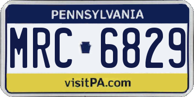 PA license plate MRC6829