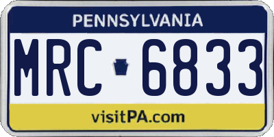 PA license plate MRC6833