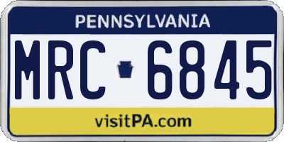 PA license plate MRC6845