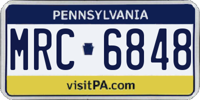 PA license plate MRC6848