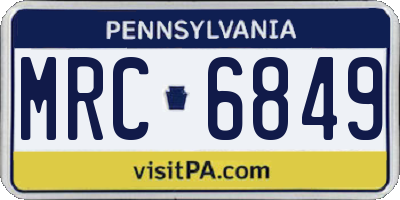 PA license plate MRC6849