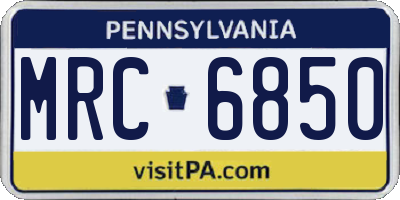 PA license plate MRC6850