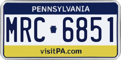 PA license plate MRC6851