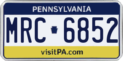 PA license plate MRC6852