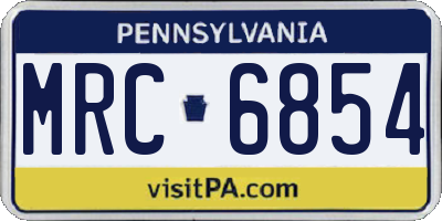 PA license plate MRC6854