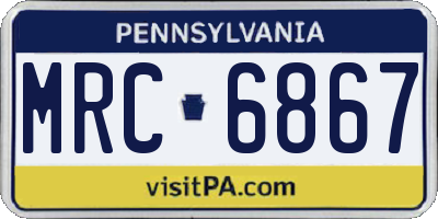 PA license plate MRC6867