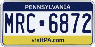PA license plate MRC6872