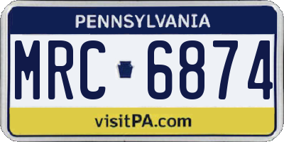 PA license plate MRC6874
