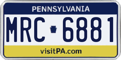 PA license plate MRC6881