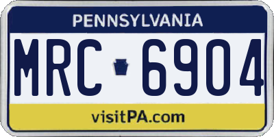 PA license plate MRC6904