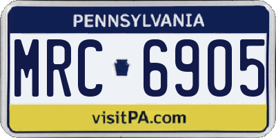 PA license plate MRC6905