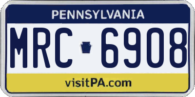 PA license plate MRC6908