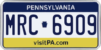 PA license plate MRC6909