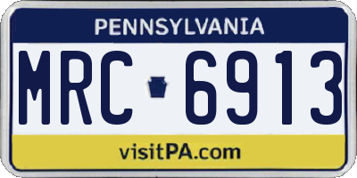 PA license plate MRC6913