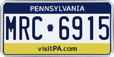 PA license plate MRC6915