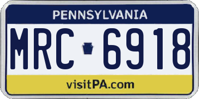 PA license plate MRC6918