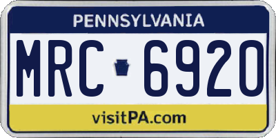 PA license plate MRC6920