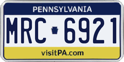 PA license plate MRC6921