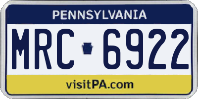 PA license plate MRC6922