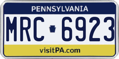 PA license plate MRC6923