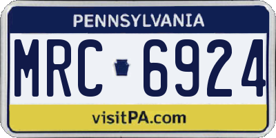 PA license plate MRC6924