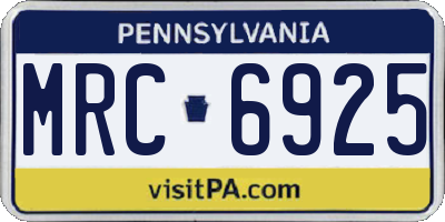 PA license plate MRC6925