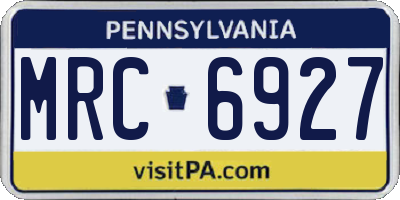 PA license plate MRC6927