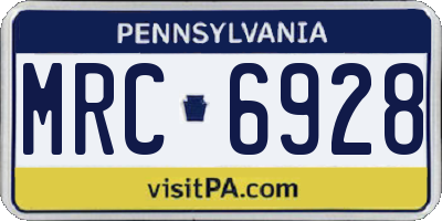 PA license plate MRC6928