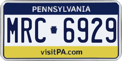 PA license plate MRC6929