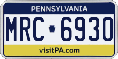 PA license plate MRC6930