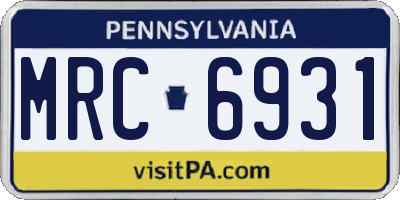 PA license plate MRC6931