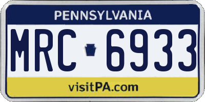 PA license plate MRC6933