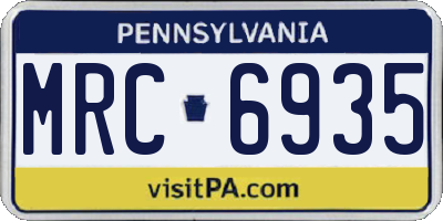 PA license plate MRC6935