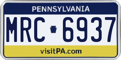 PA license plate MRC6937
