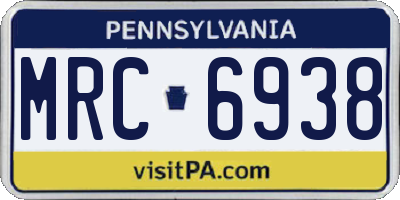 PA license plate MRC6938