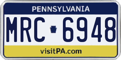 PA license plate MRC6948