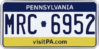 PA license plate MRC6952