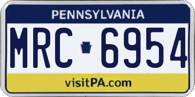 PA license plate MRC6954