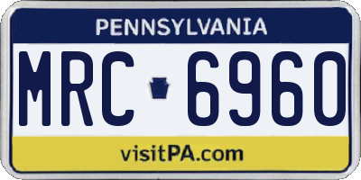 PA license plate MRC6960